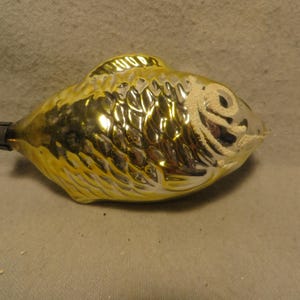 Vintage &quot;Germany&quot; Blown Glass Figural Christmas Ornament - Gold Fish