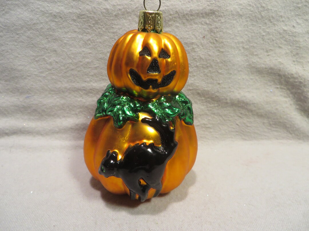 Vintage Blown Glass Halloween Ornament Double Pumpkin Etsy