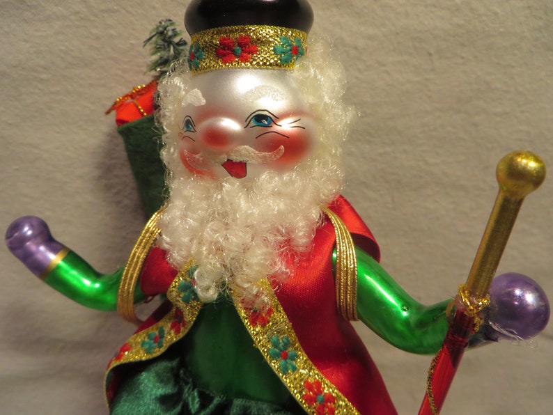 Vintage De Carlini Blown Glass Figural Christmas Ornament - Santa ...