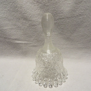Vintage Fenton Pressed Glass Glass Clear Daisy & Button Pattern Hand Bell