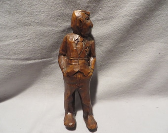 Vintage Hand Carved Wood Figurine of a Sherriff