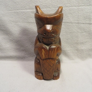 Vintage Doug LaFortune Pacific NW Indigenous Hand Carved Wood Beaver Totem