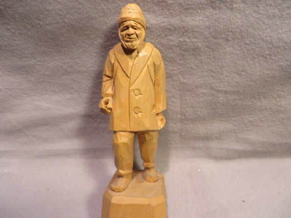Vintage St. Jean Port Joli Natural Wood Carved Man Figurine