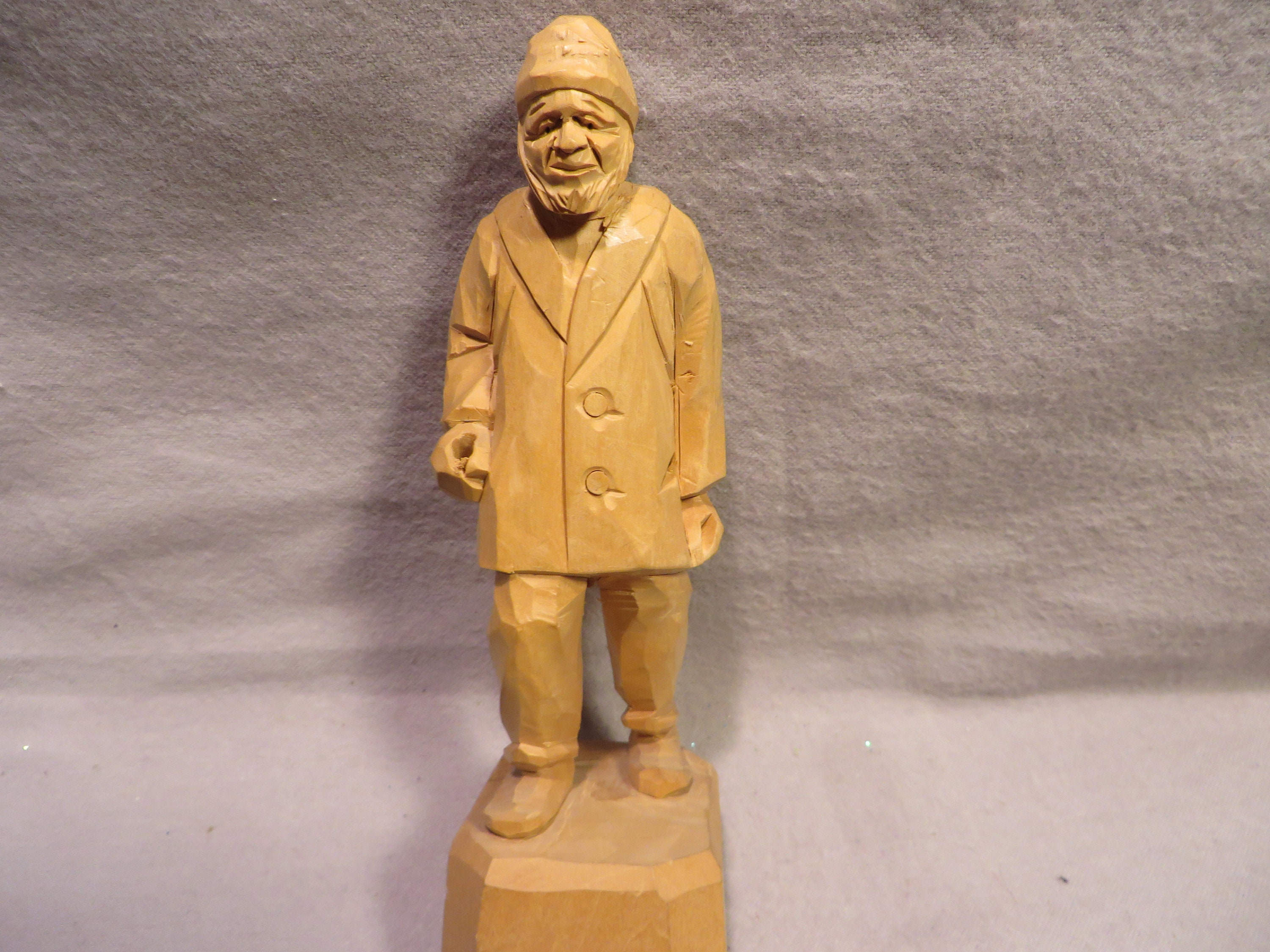 Vintage St. Jean Port Joli Natural Wood Carved Man Figurine