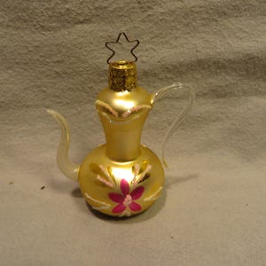 Vintage Inge Glas Germany Blown Glass Christmas Ornament - Gold Coffeepot