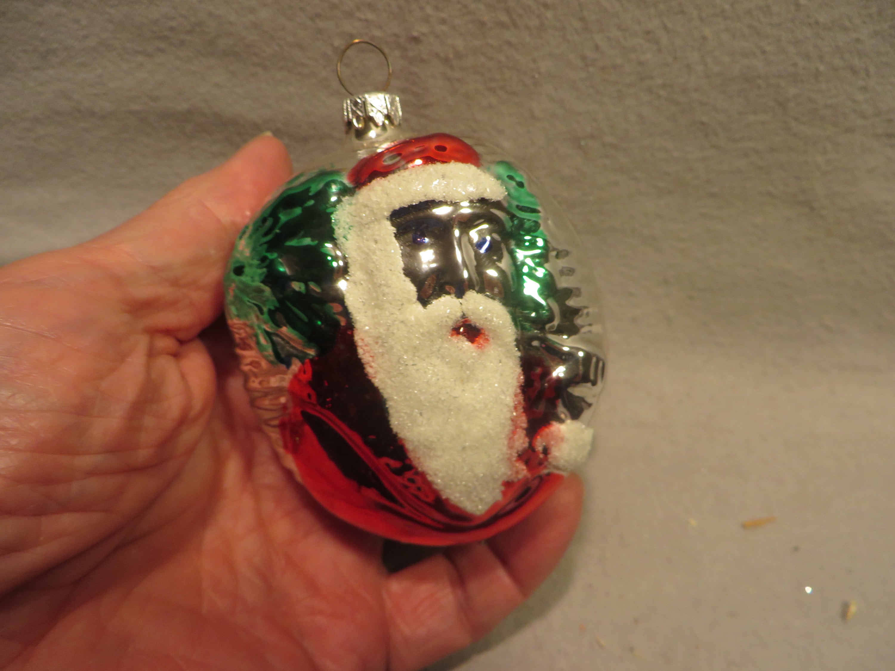 Vintage West Germany Blown Glass Christmas Ornament - Silver Oval ...