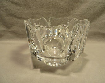 Vintage Orrefors Sweden Signed Glass Corona Pattern Bowl by Lars