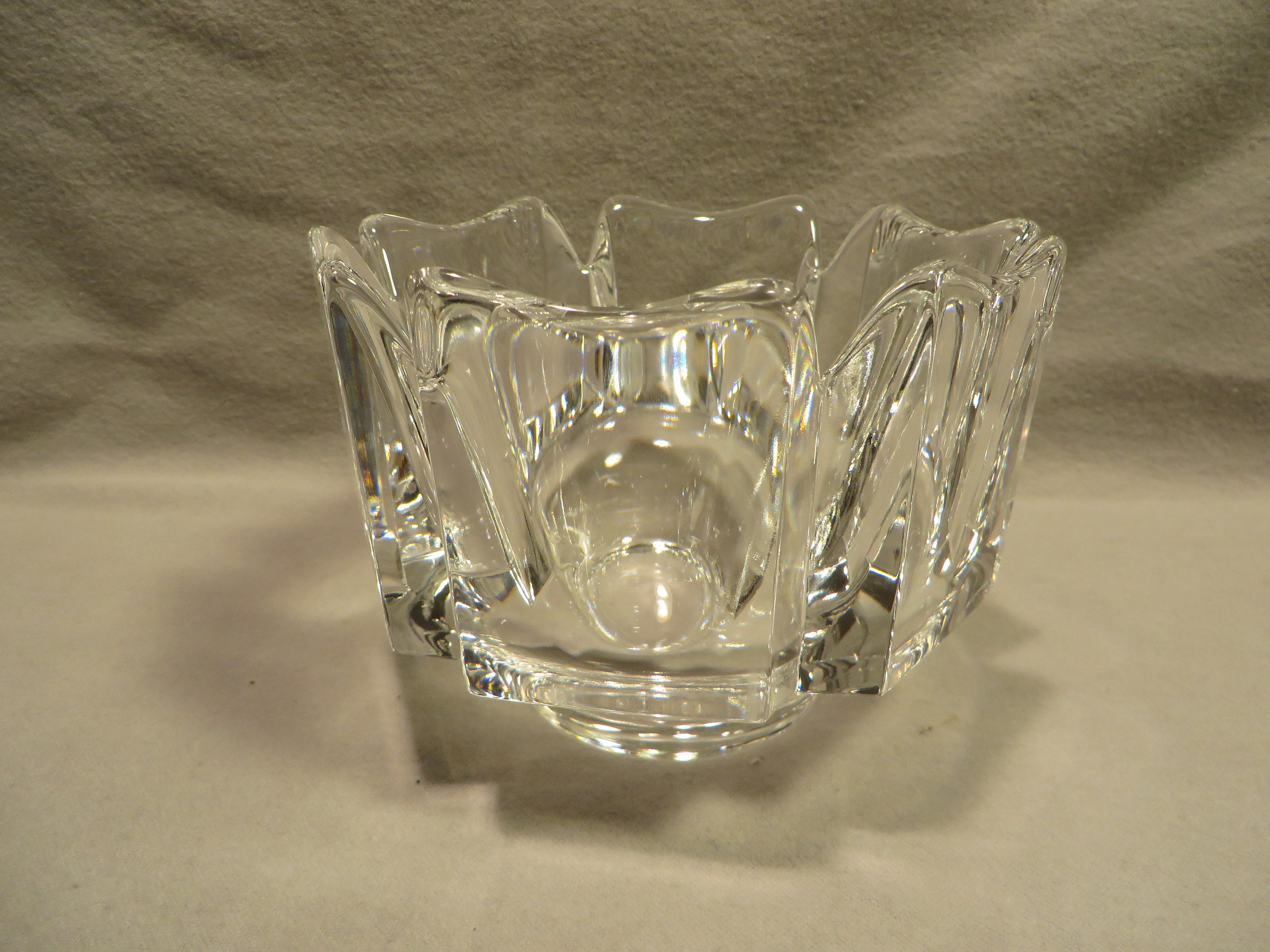 Vintage Orrefors Sweden Signed Glass Corona Pattern Bowl by Lars