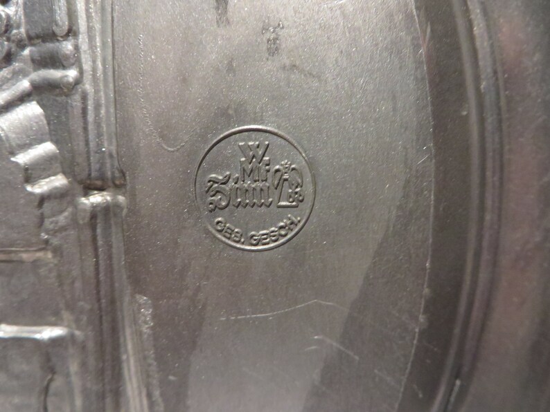 Letter Messenger Vintage WMF Zinn German Pewter 10 Decorative High Relief Wall Plate