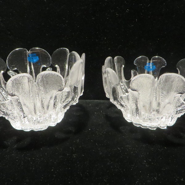 Vintage Pair of MeriLasi Finland Glass Votive Candle Holders