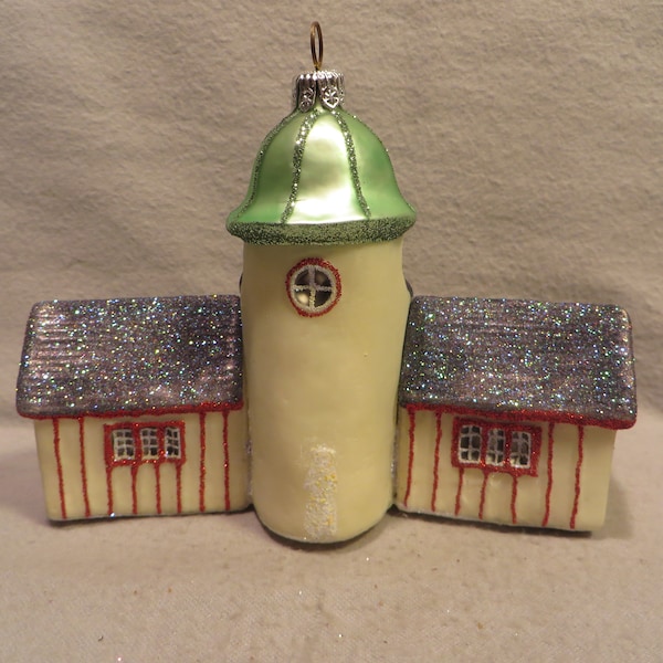 Vintage Limited Edition Blown Glass Christmas Ornament - Stable Shaped Building