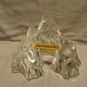 Vintage Franklin Mint &quot;Made in Germany&quot; Gold Plated Train Crossing Crystal Mountains Sculpture
