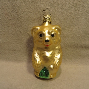 Vintage Inge Glas Germany Blown Glass Christmas Ornament - Gold Bear