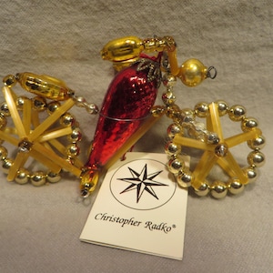 Vintage Christopher Radko Beaded Czech Christmas Ornament - Motorcycle