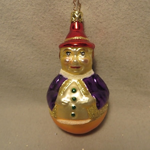 Vintage Inge Glas Germany Blown Glass Christmas Ornament - Roly Poly Clown