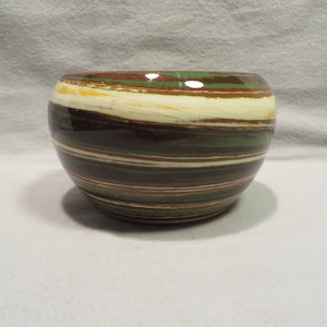 Vintage Desert Sands Pottery Brwon, Tan and White Swirl Small Bowl