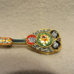 Vintage Micro Mosaic Guitar Shaped Brooch