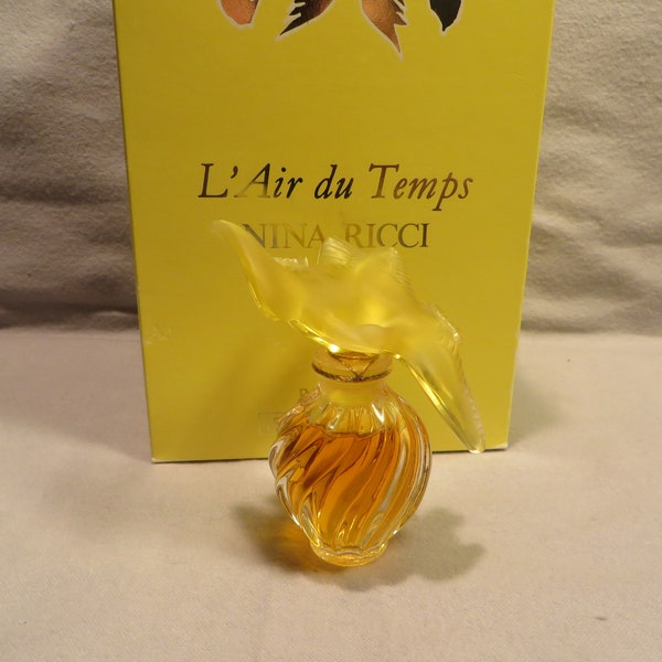 Vintage Limited-Edition Mint in Box Nina Ricci L'Air du Temps 1/2 Ounce Yellow Lalique Dove Perfume Bottle