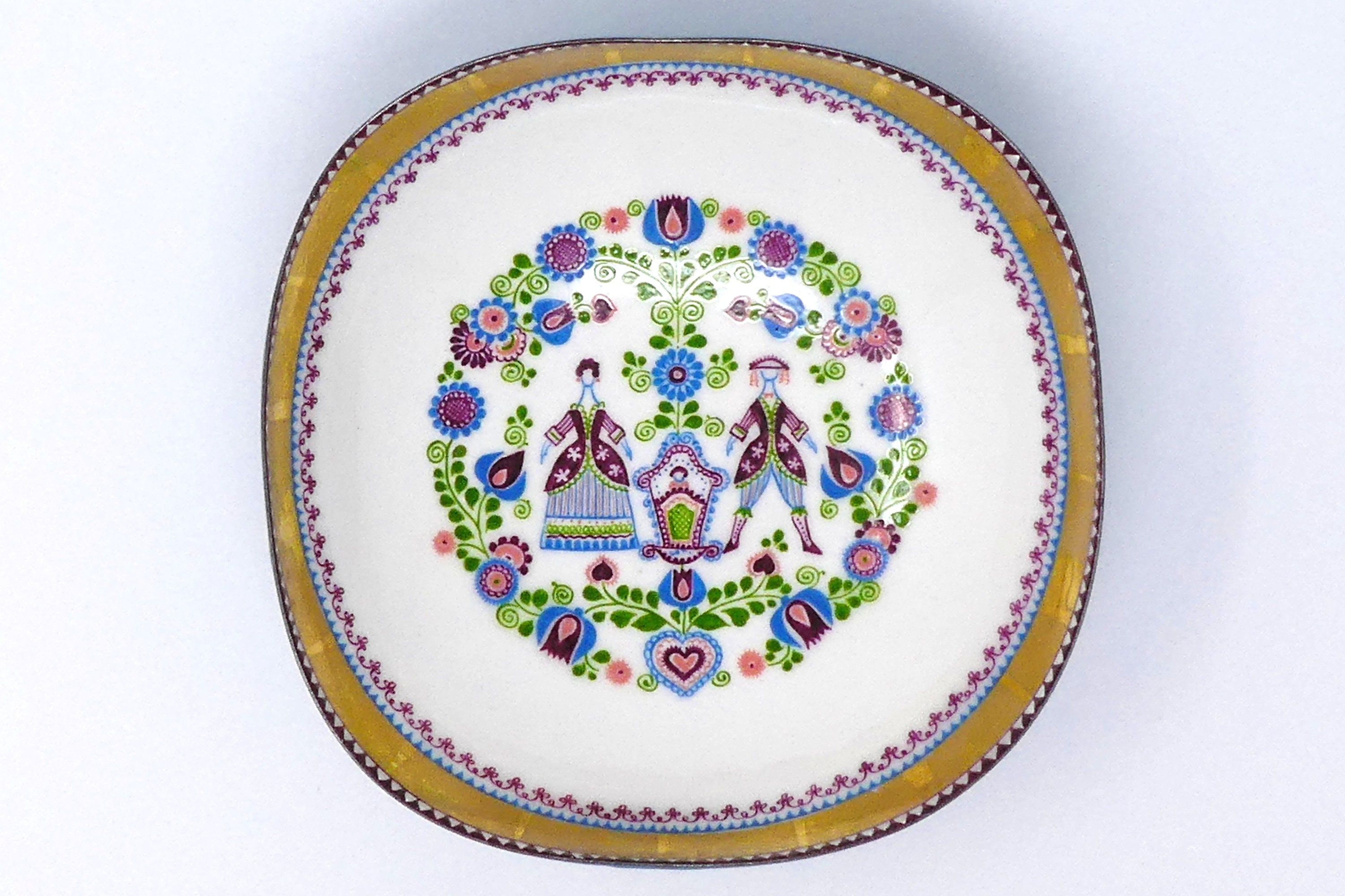 Steinbock Enamel Plates, Two Pieces, Handmade and Painted In