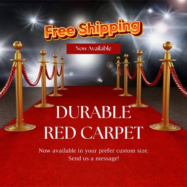 Durable Red Carpet Runner, Slip Resistant Rubber, High Quality Polypropylene Runner, Edge Binding, Free Shipping, Event Accessory, KAESGIFT