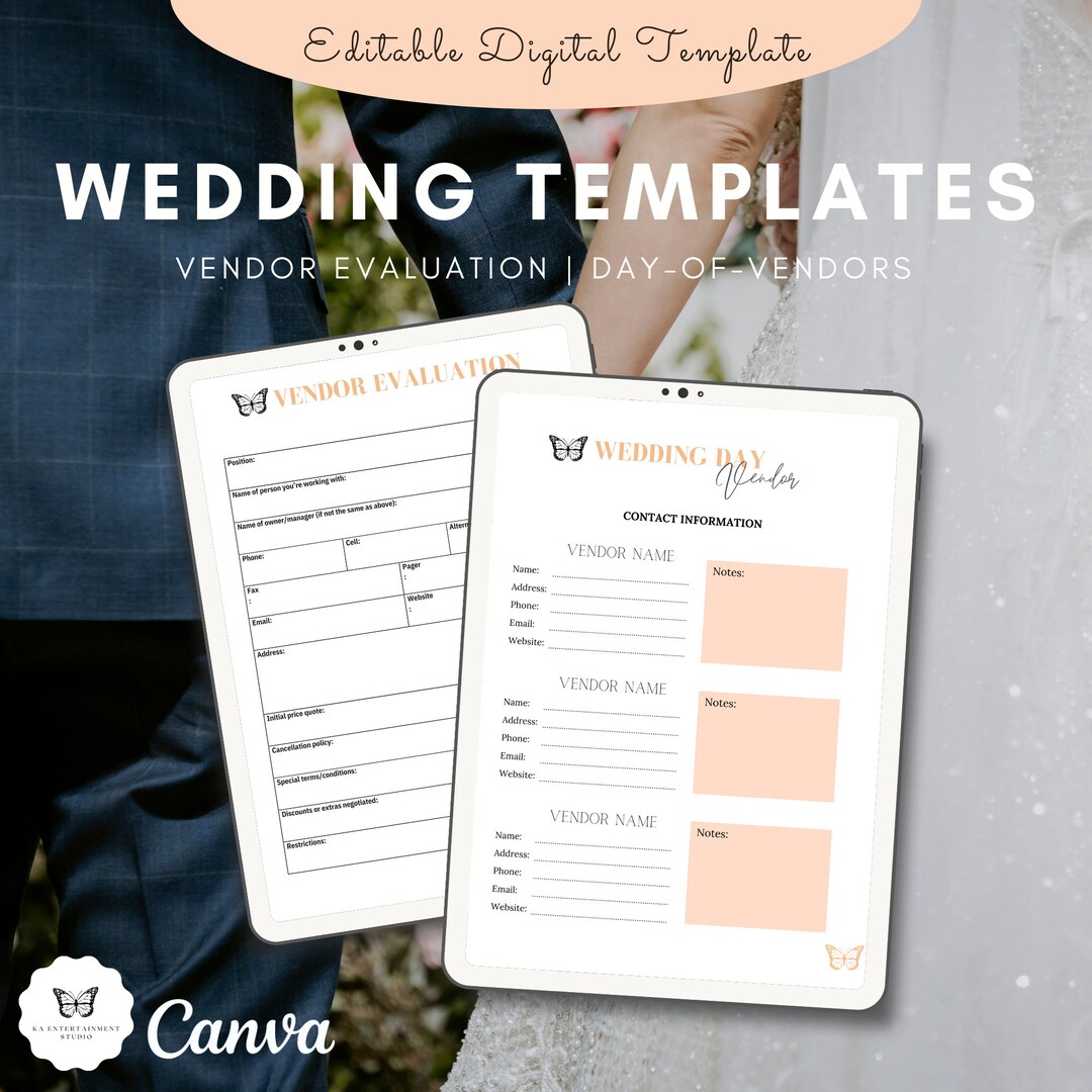 Vendor Wedding Template, Editable Wedding Forms, Vendor Evaluation Form ...