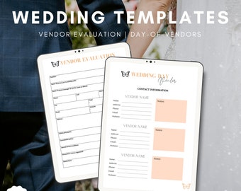 Vendor Wedding Template, Editable Wedding Forms, Vendor Evaluation Form, Printable Vendor Information Sheet, Wedding Planning, Customizable
