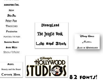 the exclusive 82 must have FONTS Set Digital Famous Disney Movie Kids Download TTF Files Word Silhouette Cricut Photoshop Corel Draw