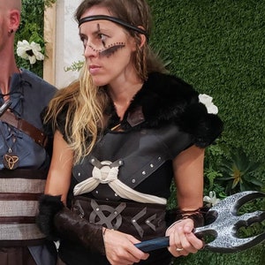 Leather Viking Warrior Costume: Faux Fur LARP Outfit