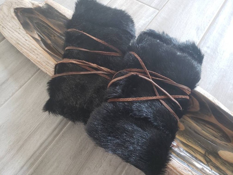 Viking Leg bands Leg Bracers faux fur and leather leg bands Cosplay LARP Leg band Faux Fur Leg bands Costume Barbarian Leg bands