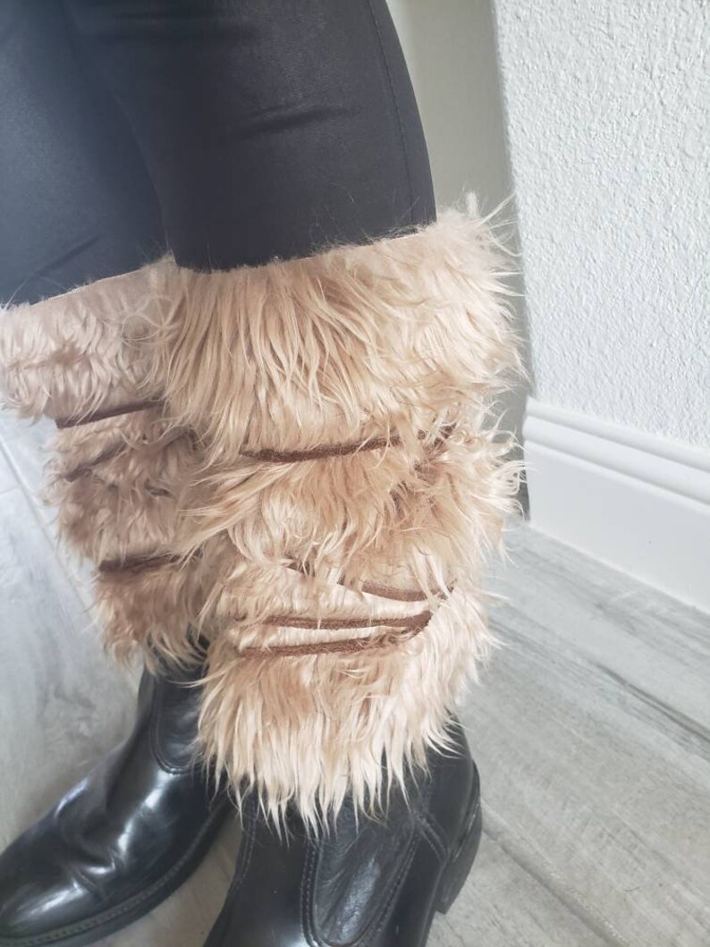 Viking Leg bands Leg Bracers faux fur and leather leg bands Cosplay LARP Leg band Faux Fur Leg bands Costume Barbarian Leg bands