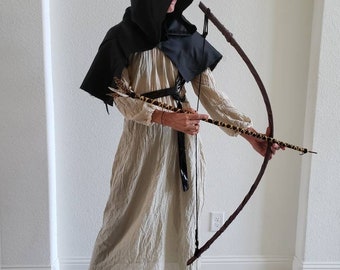 Vestido medieval con capa negra con capucha: disfraz de doncella vikinga