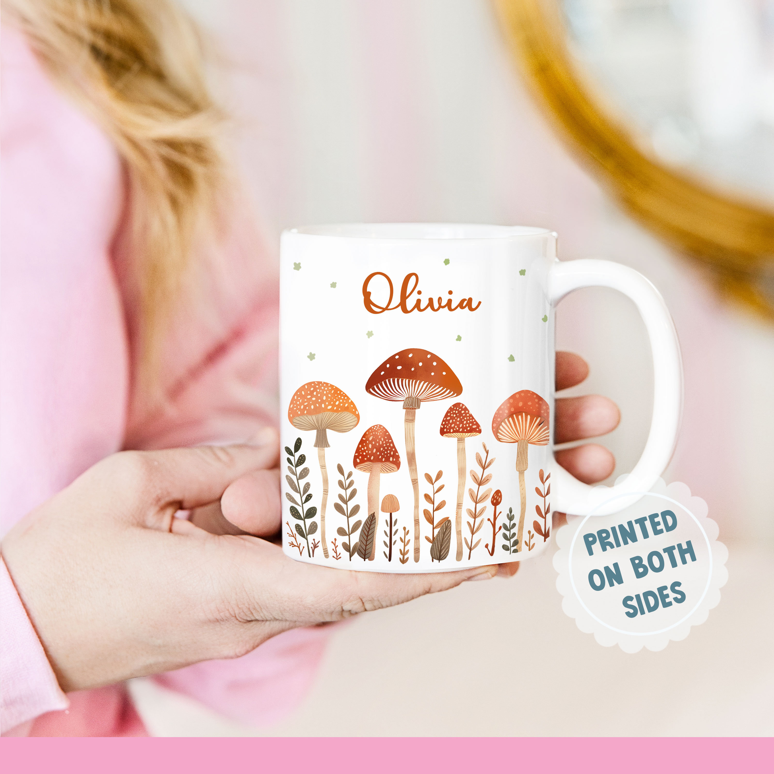 Custom Name Mushroom Tea Cup - Personalized Red Mushrooms Coffee Mug Gift For Coworkers, Botanists & Nature Lovers - View #13