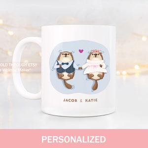 Otter wedding gift otter engagement present significant otter themed wedding shower ideas otter anniversary mr mrs sea otter couples mug set