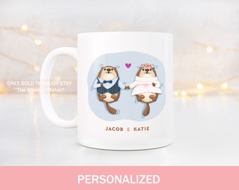 Regalo de boda nutria compromiso de nutria presentar importantes ideas de ducha de boda temática nutria aniversario mr mrs nutria parejas juego de tazas