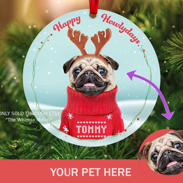 Dog ornament Christmas personalized photo custom Dog ornament Personalised xmas Dog owner gift funny cute dog rescue dog first christmas.