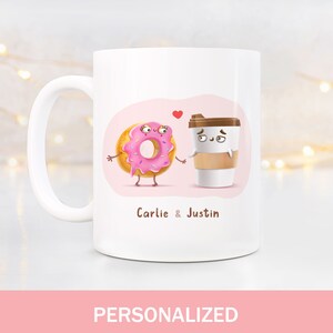 Donut coffee cute gift couple mug anniversary gift him his hers cup set cute gift boyfriend mr mrs coffee mugs anniversary gift husband.