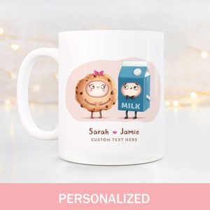Cute couple mug anniversary gift him his hers mug set cute gift boyfriend mr mrs coffee mug cookie milk first 1st anniversary gift husband.