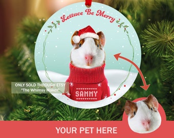 Guinea Pig Hamster CUSTOM Ornament Christmas decoration gift. Personalized Guinea pig  photo portrait gift. Guinea pig ferret owner present.