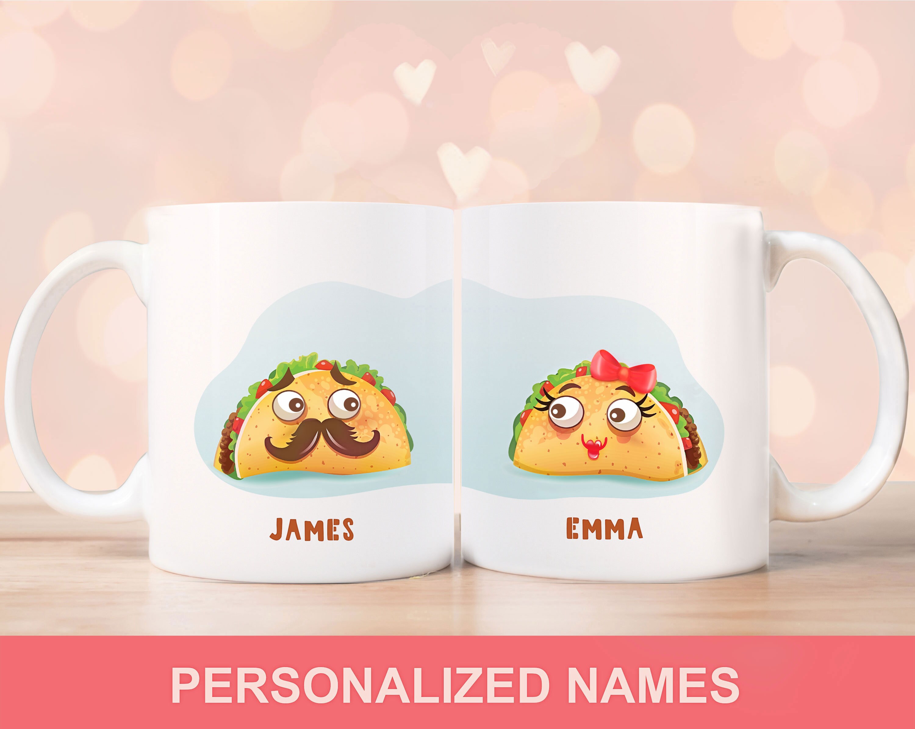 ANNIVERSARY COUPLE TACO mug gift personalized. Regalo para novio. Regalo de bodas Funny cute Wedding gift for couple husband him boyfriend