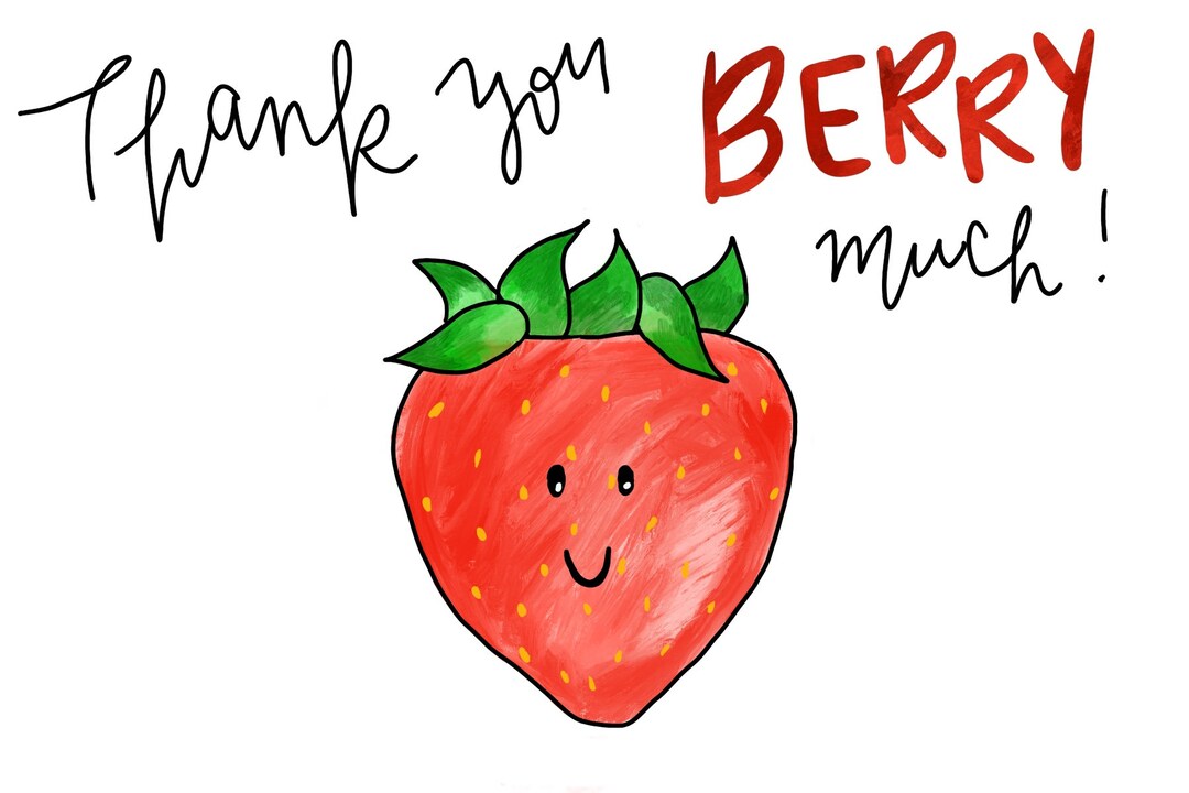 Thank You Card Digital Download - “thank You Berry Much” - Etsy