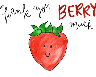 Thank You Card Digital Download thank You Berry Much - Etsy