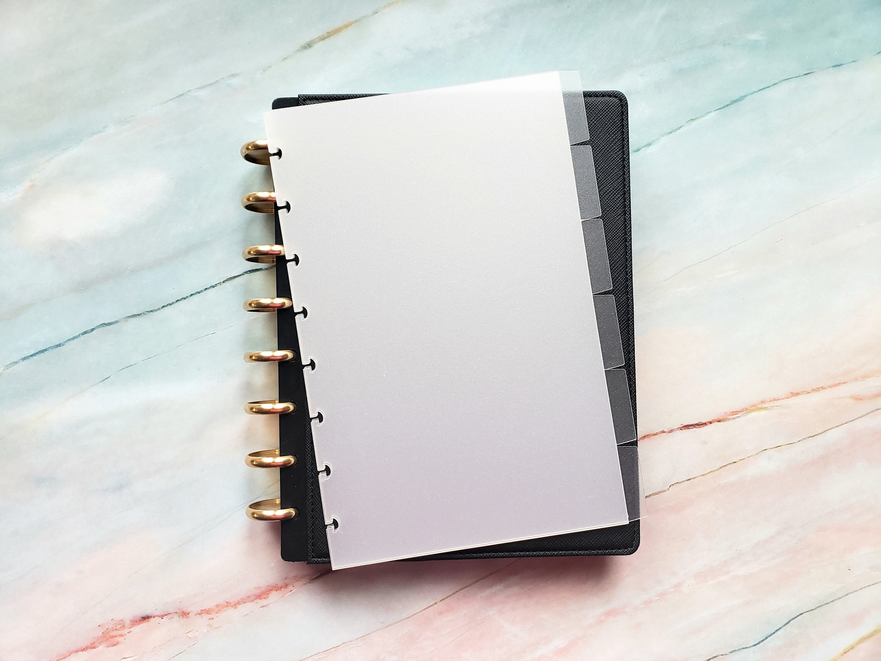 JUNIOR Half-Letter: Clear-Frosted 6-Tab Discbound Dividers Set