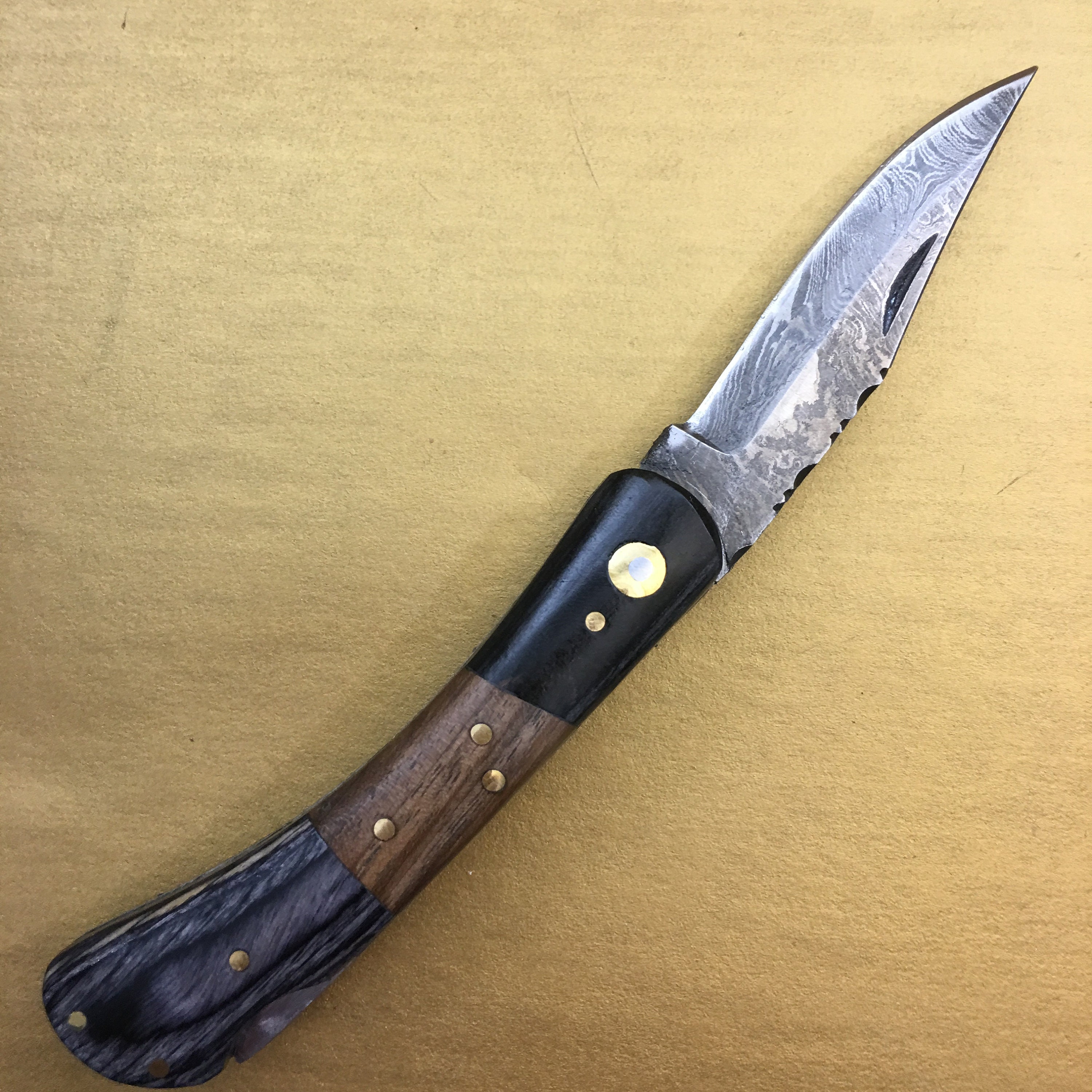 7.5 Handmade Personal Folding Knife with Pakka Wood & Rose Wood Handle