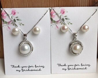 Freshwater Pearl Necklace Earrings set,Pearl necklace Earrings set,Wedding pearl set,Bridesmaid gift pearl sets