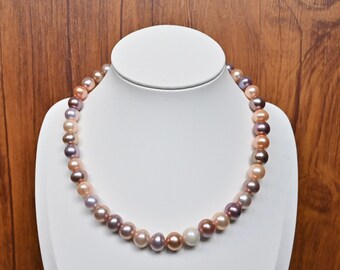 Collar de perlas de agua dulce, collar de perlas de 9-11 mm, collar de perlas de colores mixtos, collares de perlas Edison