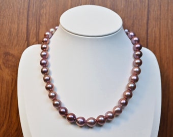 Freshwater Pearl Necklace, 9-11mm baroque Pearl Necklace, Purple pearl necklace,  High luster