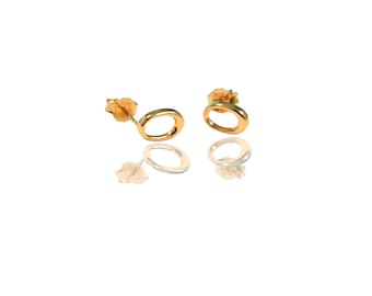 18K Yellow Gold Earrings,18K Solid gold studs earrings,6*9 mm small earrings, oval shape earrings