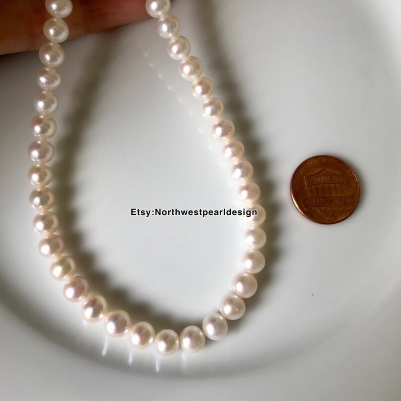 Freshwater Pearl Necklace, 6-6.5mm Pearl Necklace,Small pearl necklace,Choker pearl necklace,near round pearl image 7
