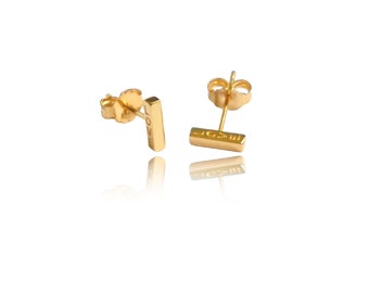 18K Yellow Gold Earrings,18K Solid gold studs earrings, LOVE stamped on side