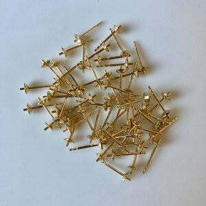 14K studs earrings,14k solid gold jewelry finding,Thick 14K gold studs for pearl earrings